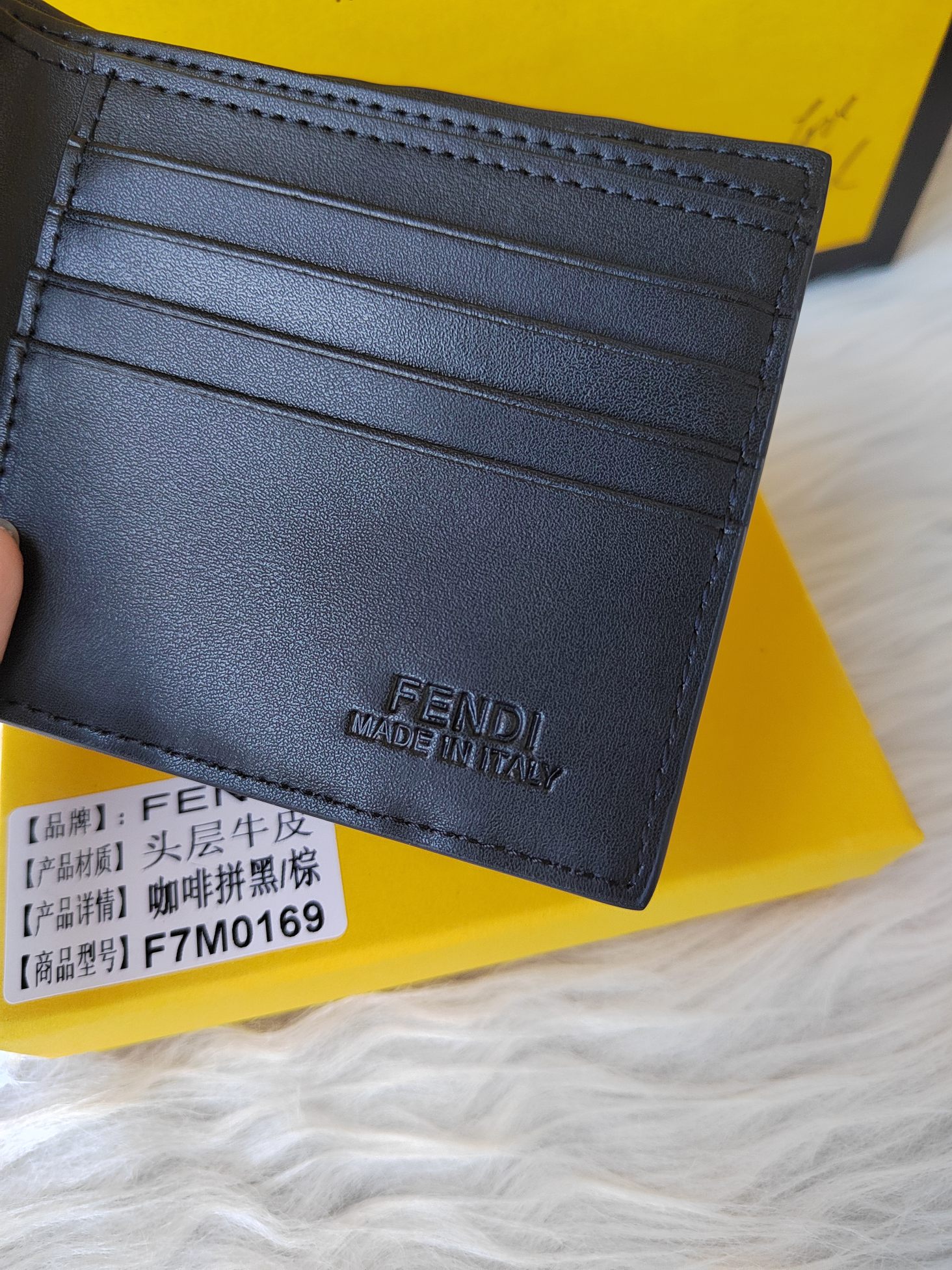 FFパターン メンズレザー財布 - 8つのカードスロット付き