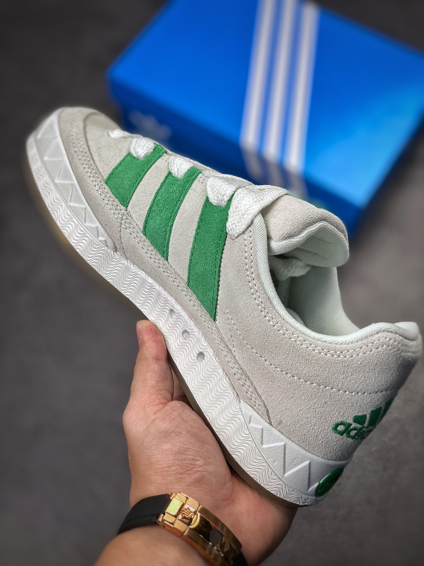 Adidas Adimatic series white gray green retro classic shark bread shoes GZ6206