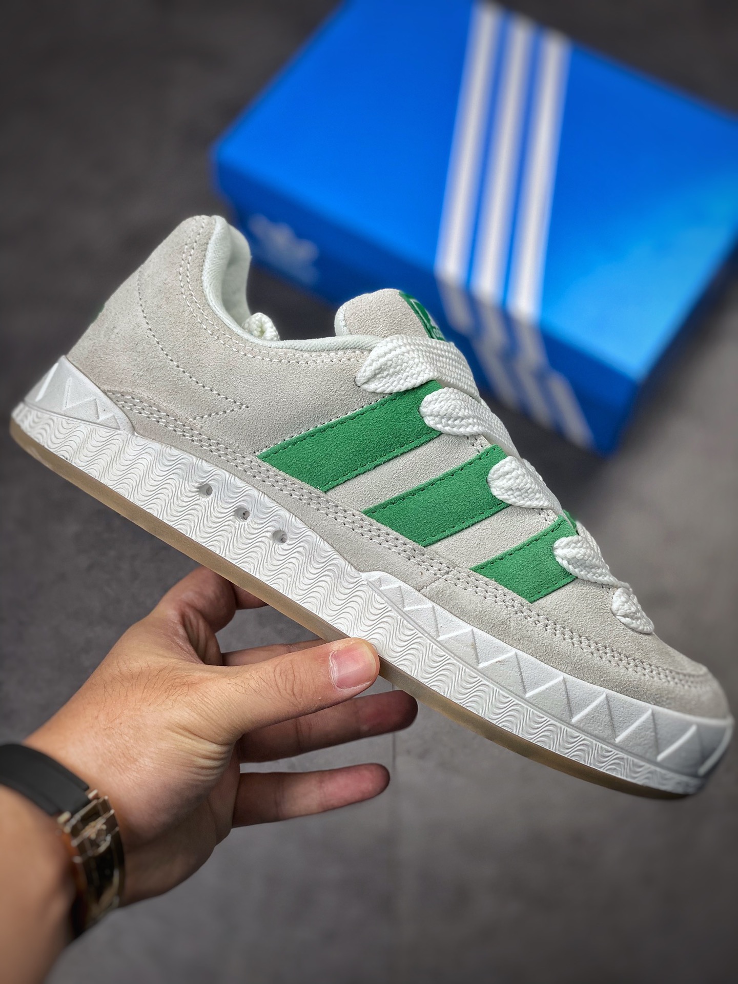 Adidas Adimatic series white gray green retro classic shark bread shoes GZ6206