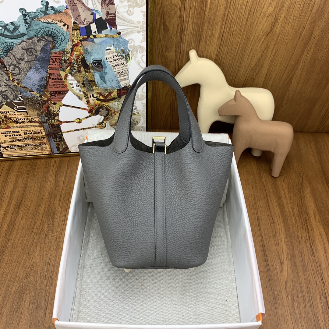 Hermès Picotin lock 菜篮子 18 cm Clemence tc OL积雨云灰 金扣