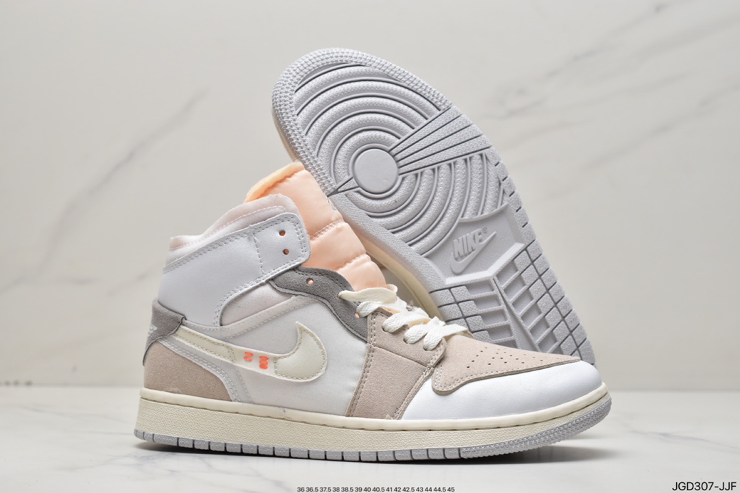 180 Air Jordan I Mid 'White and Phantom' 以 “inside out”DM9652-001
