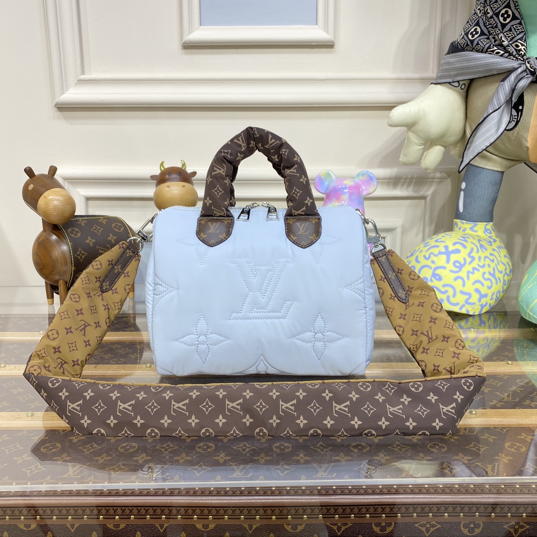 Louis Vuitton LV Speedy Bags Handbags Apricot Color Black Blue Dark Green Silver Embroidery Winter Collection M59008