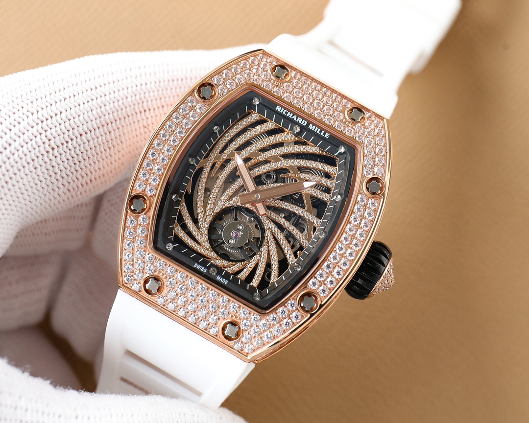 Luxury Richard Mille RM51-02Wømen’s Watch: Exquisite Design, Automatic Movement, Alligator Skin Strap. - 图片 9