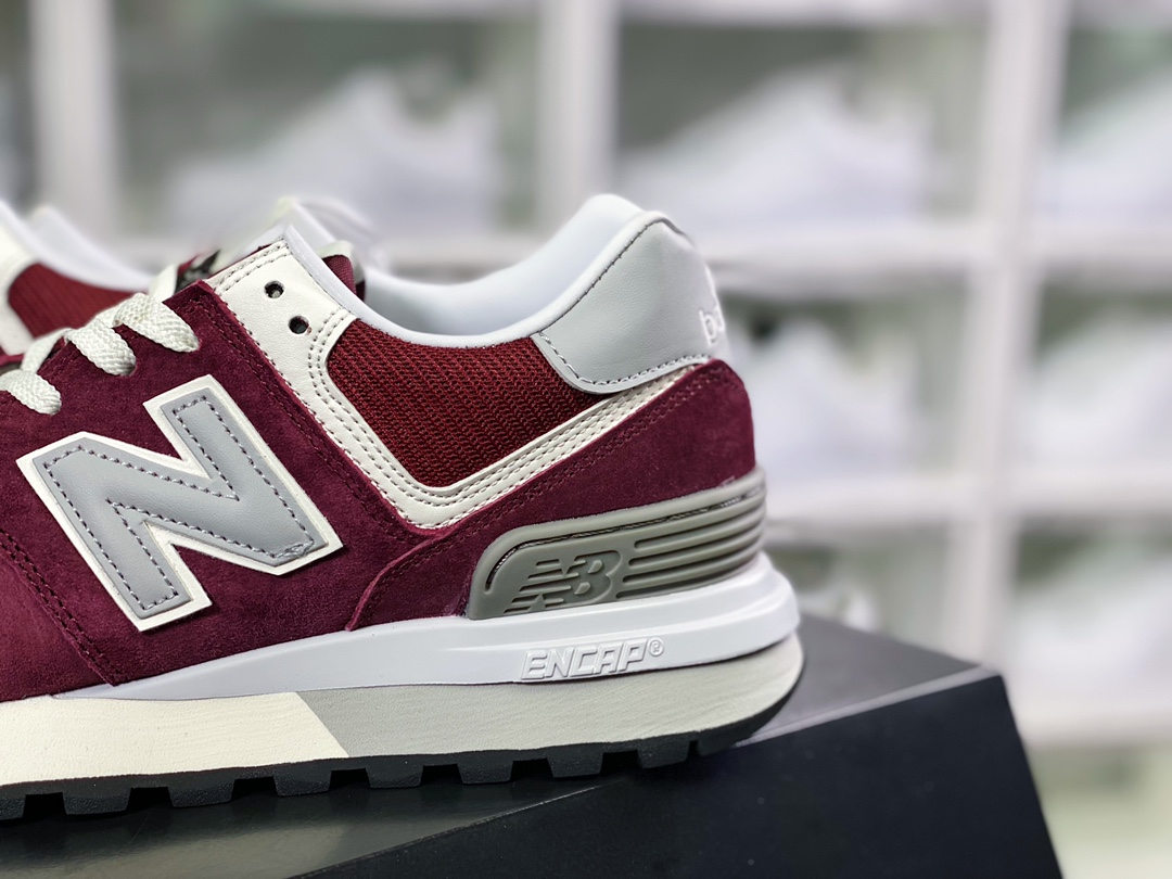 NB U574 Upgraded Edition Series Low Top Retro Casual Sports Jogging Shoes ”Wine Red Gray White” U574LGG1