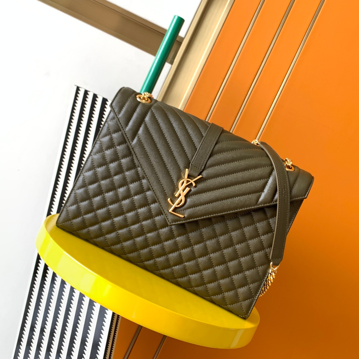 Practical And Versatile Replica Designer
 Yves Saint Laurent YSL Envelope Crossbody & Shoulder Bags Black Gold Cowhide