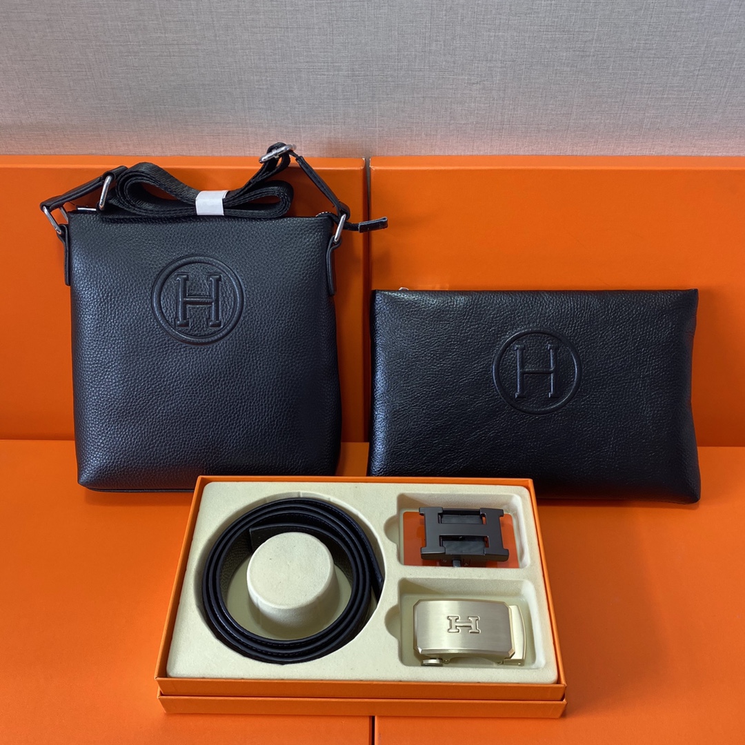 J0 Hermes 爱玛仕  头层皮质组合礼盒包装腰带俩款包包超级组合 公文包包是很实用的选择.手提包日常是非常适合的. 双扣皮带：头层皮质带身搭配3.5cm广州原版扣头 尺寸爱马仕斜挎包：长20cm宽4cm高22cm\r  爱马仕手提包：长25cm宽2cm高16cm