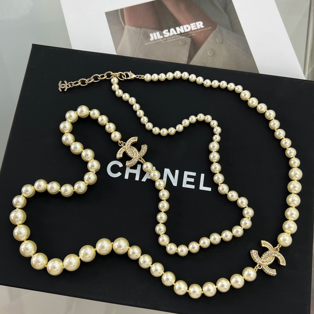 新款☑️CHANEL香奈儿 双c珍珠毛衣链项链