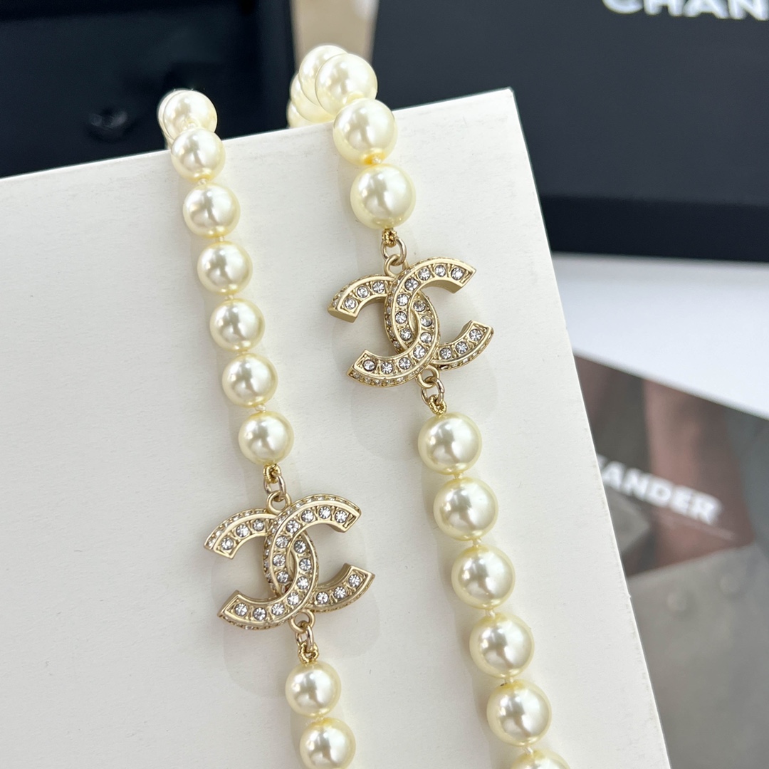 新款☑️CHANEL香奈儿 双c珍珠毛衣链项链