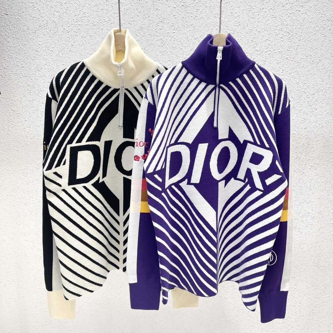 Dior Clothing Knit Sweater Highest Product Quality
 Purple White Knitting Fall/Winter Collection