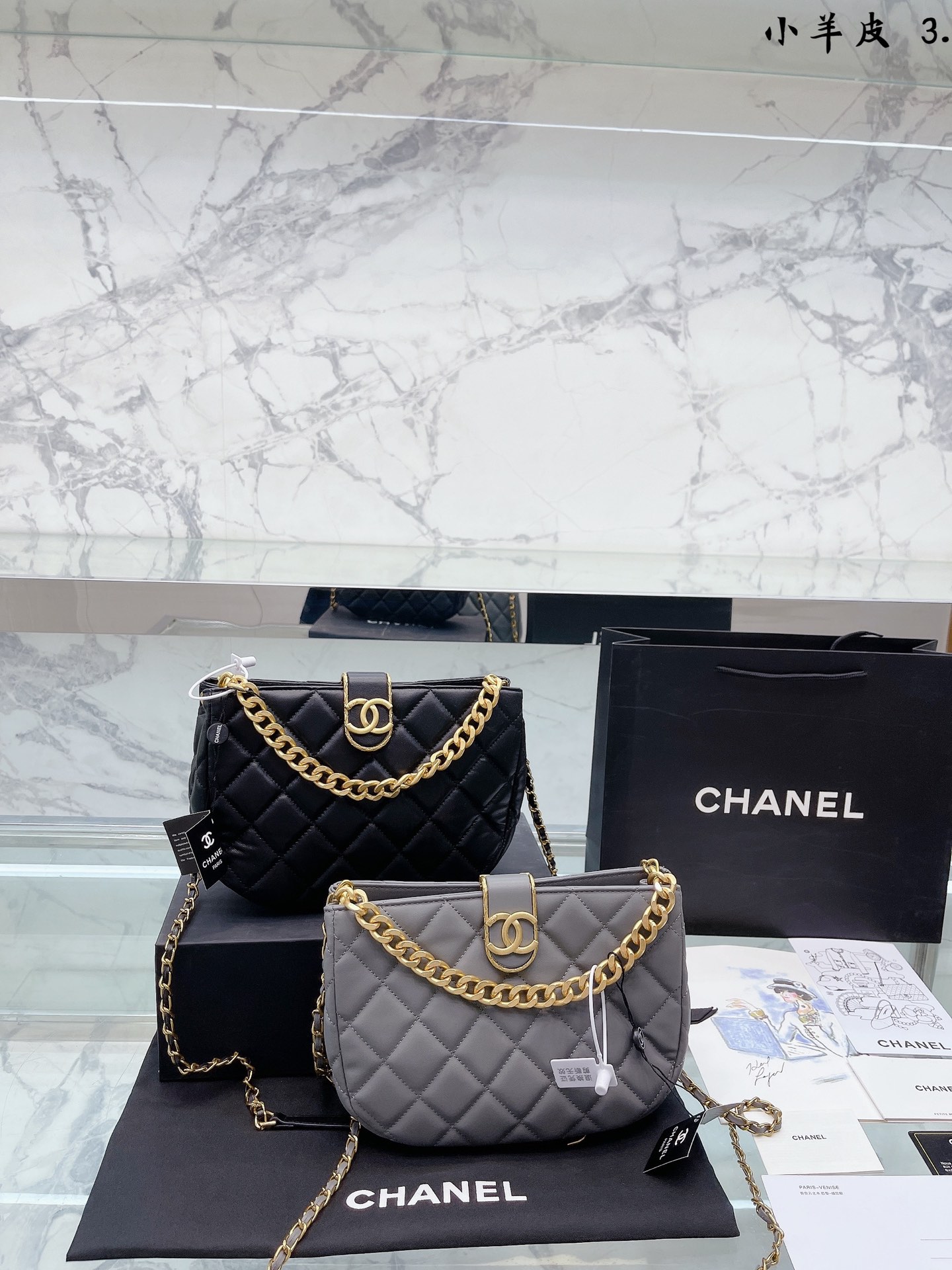 J5 小羊皮 Chanel 复古 半圆包 全套礼盒包装 时装/休闲 不挑衣服 尺寸23 18cm