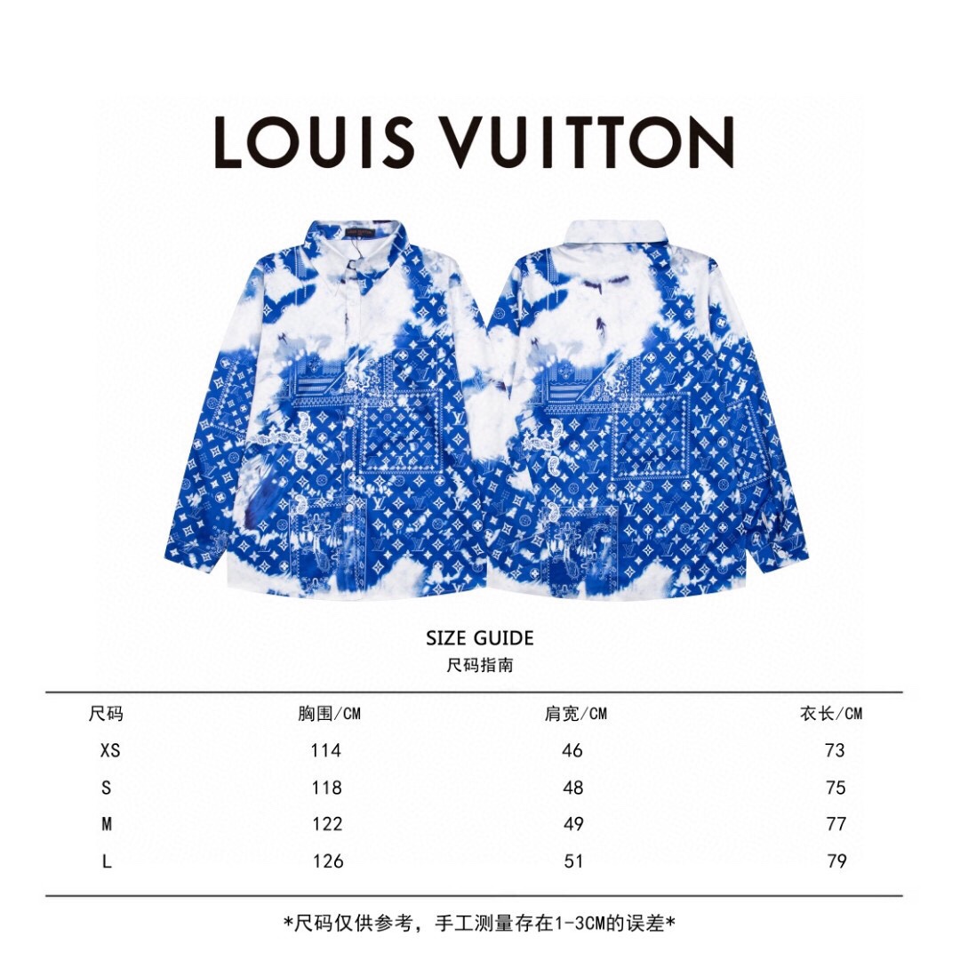 Louis vuitton路易威登Lv2022Fw蓝色全身扎染衬衫