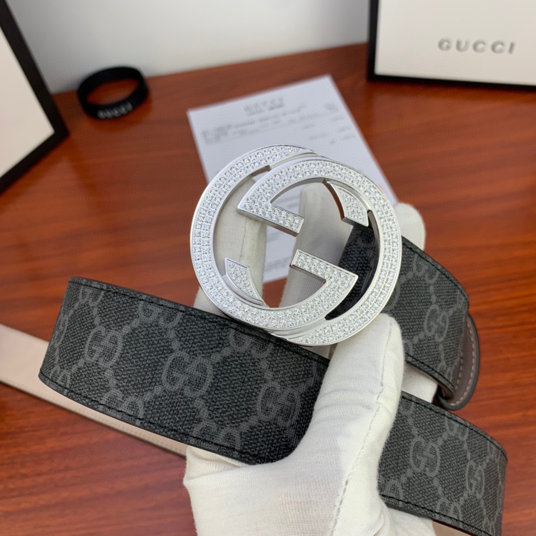 GUCCI經典款G家標誌花面/頭層皮底搭配原單镶钻鋼扣/採用精挑細選進口頂級牛皮手感柔軟細膩！做工精緻/