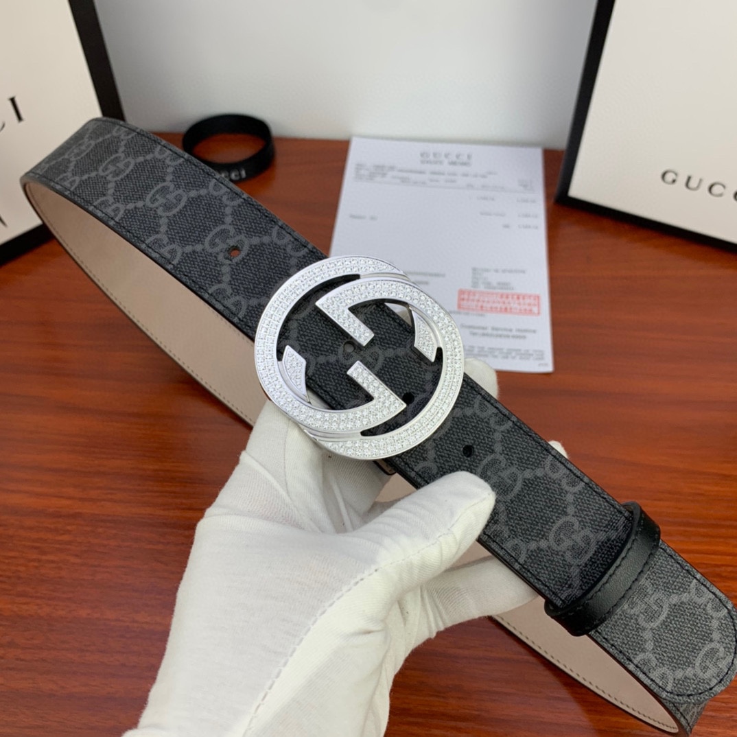 GUCCI經典款G家標誌花面/頭層皮底搭配原單镶钻鋼扣/採用精挑細選進口頂級牛皮手感柔軟細膩！做工精緻/