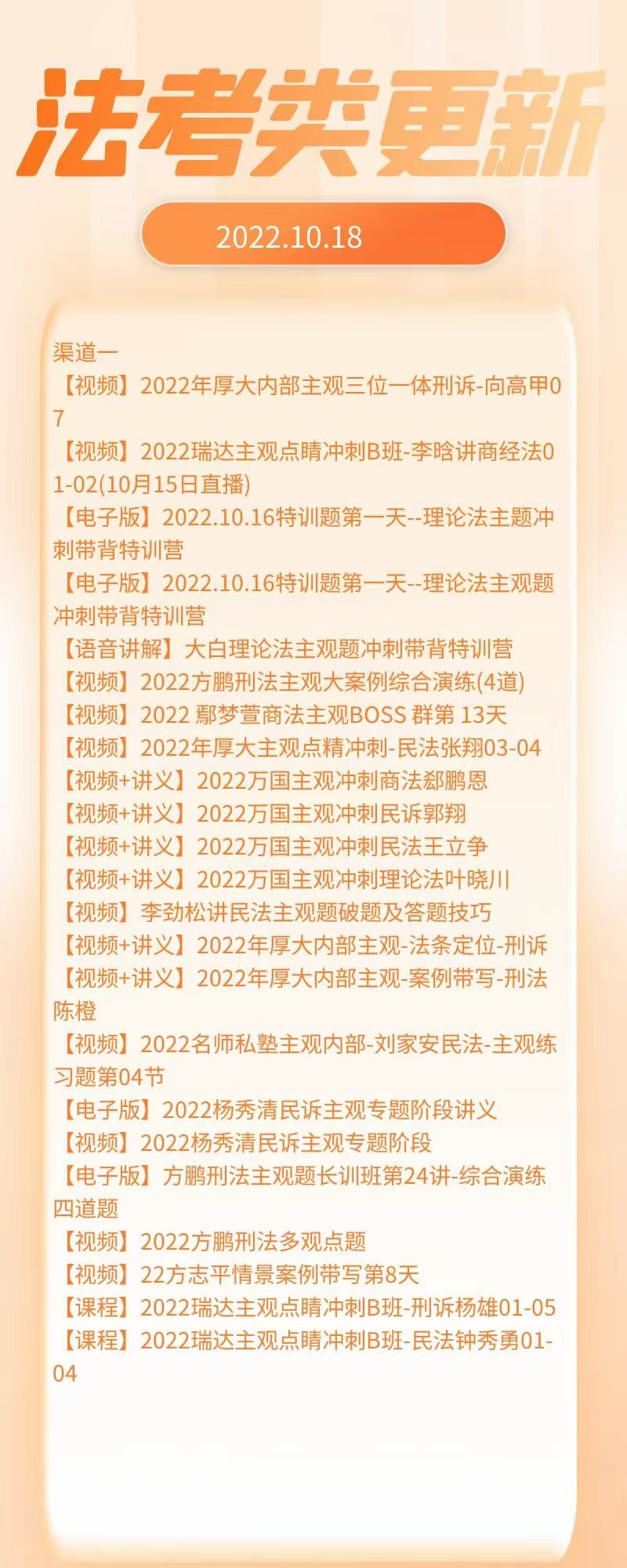 萌学院区10月18号更新 ?法考类