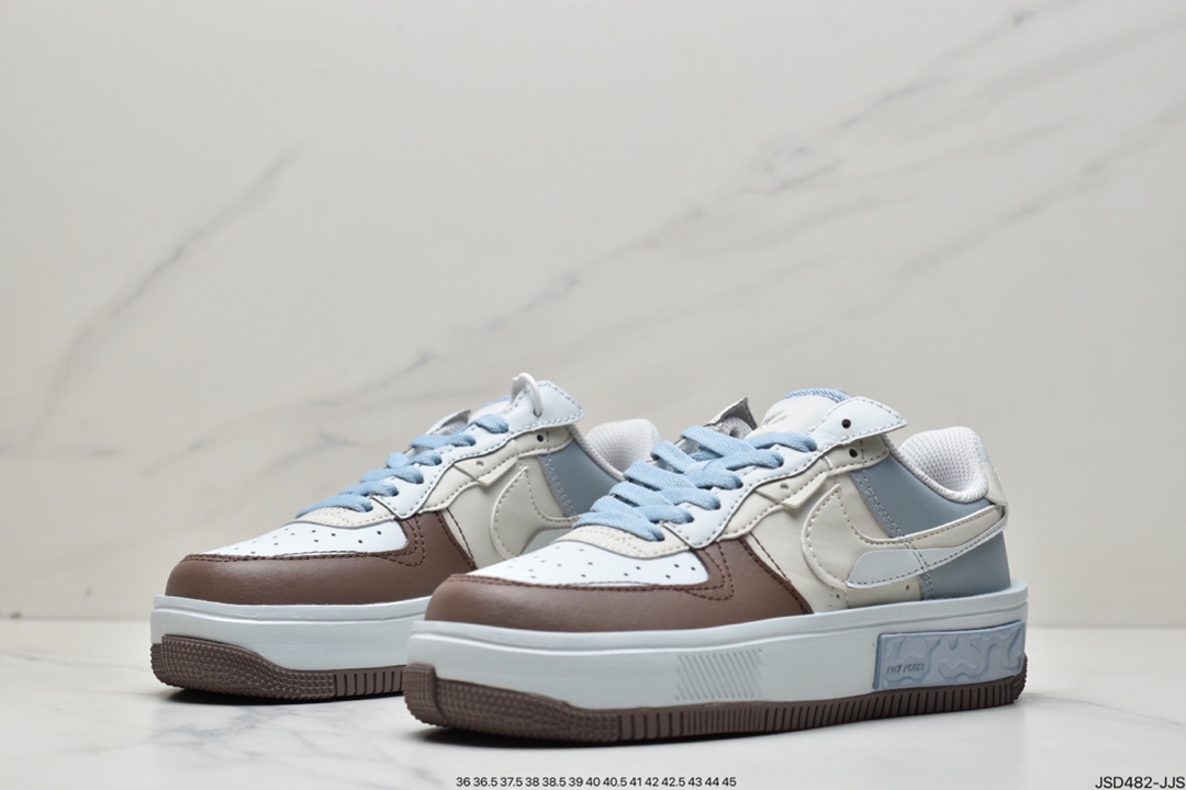 Nike Air Force1 white and blue low top casual sneakers CW6688-606