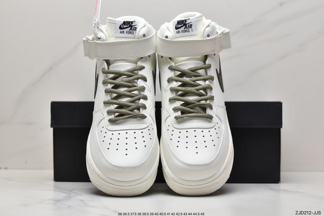 240 Nike Air Force 1'07 Mid 米白绿空军一号中帮休闲运动板鞋LZ6819-608