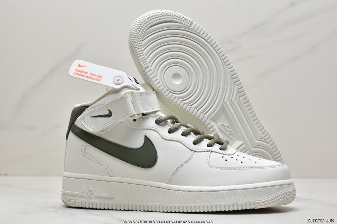 240 Nike Air Force 1'07 Mid 米白绿空军一号中帮休闲运动板鞋LZ6819-608