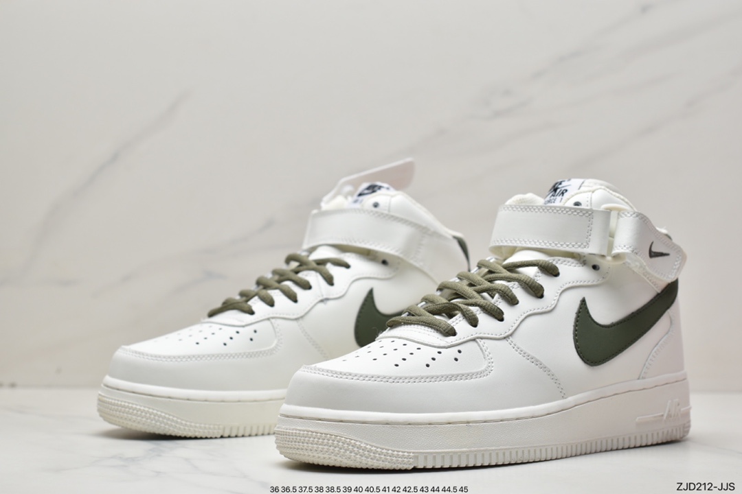 240 Nike Air Force 1'07 Mid 米白绿空军一号中帮休闲运动板鞋LZ6819-608