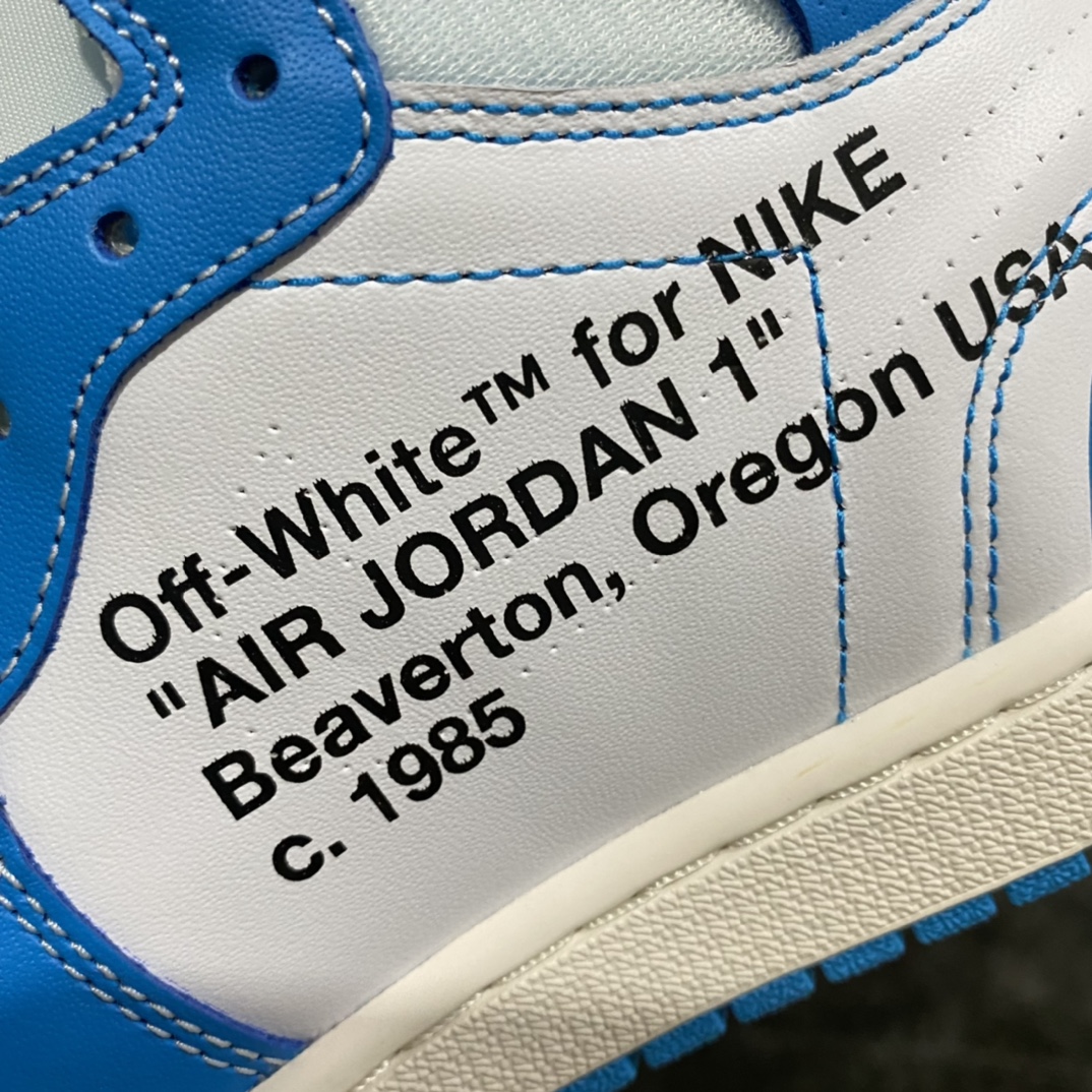 本地450 OG纯原 OFF-WHITE x Air Jordan AJ1 OW联名北卡蓝AQ0818-148