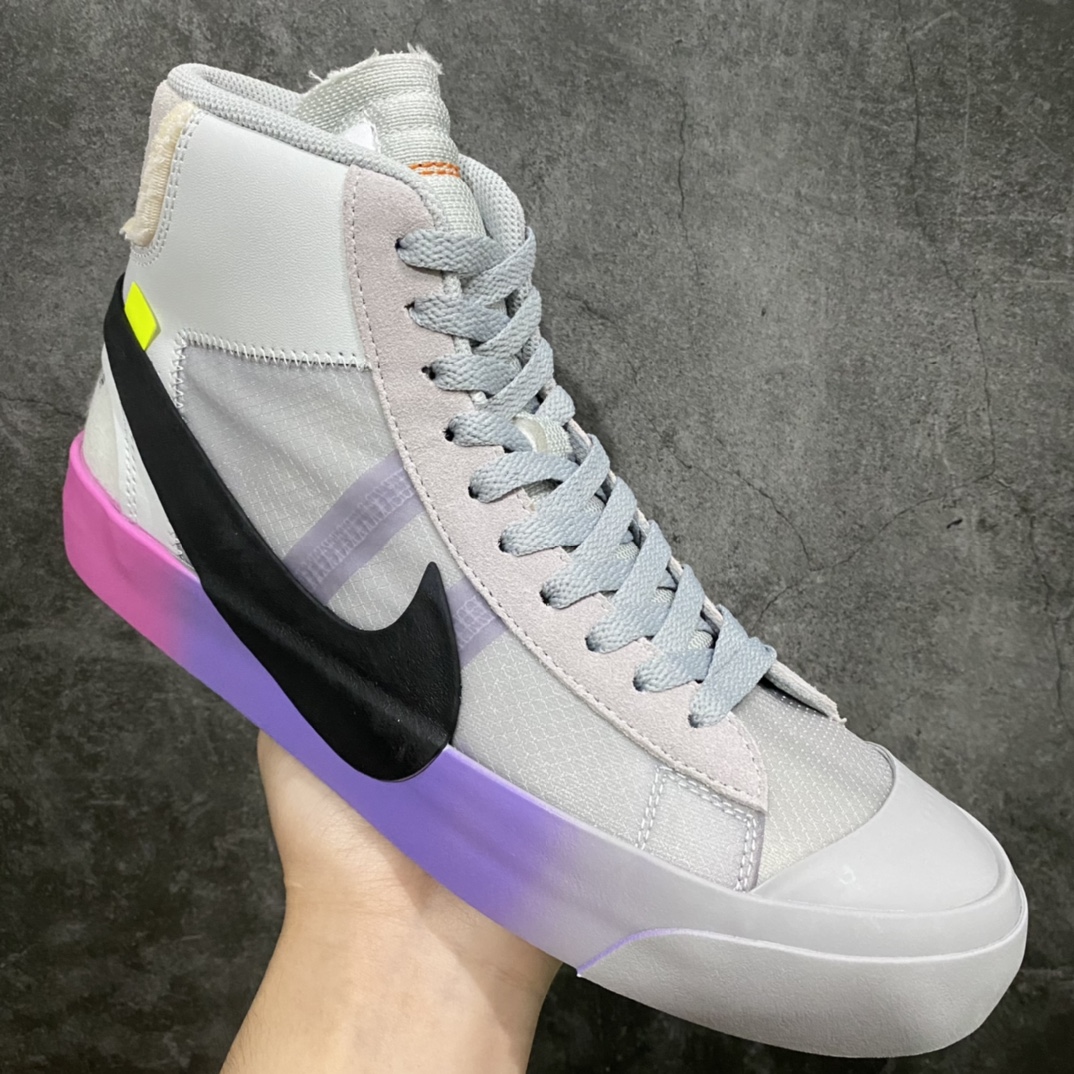 本地350 Top版纯原高端产品线 Off-White X Nike Blazer Mid OW联名款开拓者高帮休闲板鞋 AA3832-002