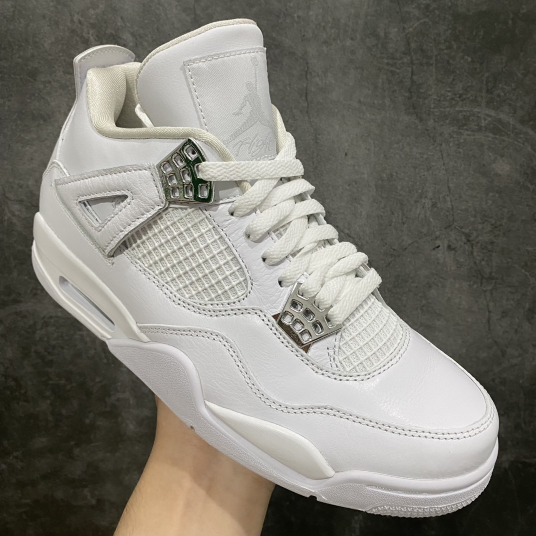 本地450 老DT纯原 Air Jordan AJ4 Pure Money 纯白 白银扣 白猫308497-100