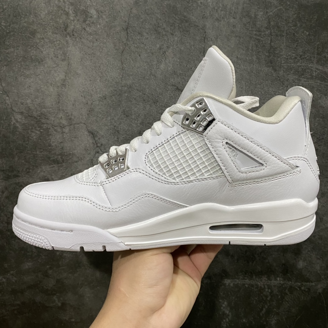 本地450 老DT纯原 Air Jordan AJ4 Pure Money 纯白 白银扣 白猫308497-100