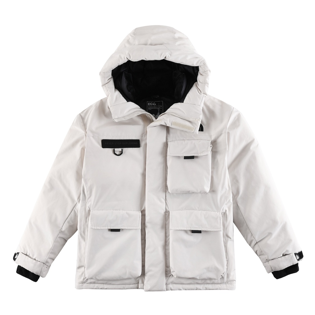 The North Face Clothing Down Jacket White Embroidery Goose Down Hooded Top