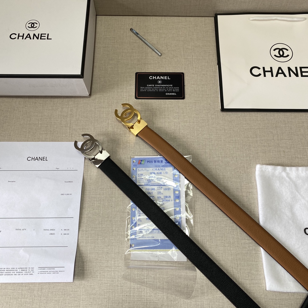 I0   Chanel 香奈儿Chanel  女士皮带.定制头牛层皮.双可面用.油精边致、官同网步 · 配专全柜套包装送眼打针长度裁剪 扣头：钢扣 长度：90/cm 2.5cm规格
