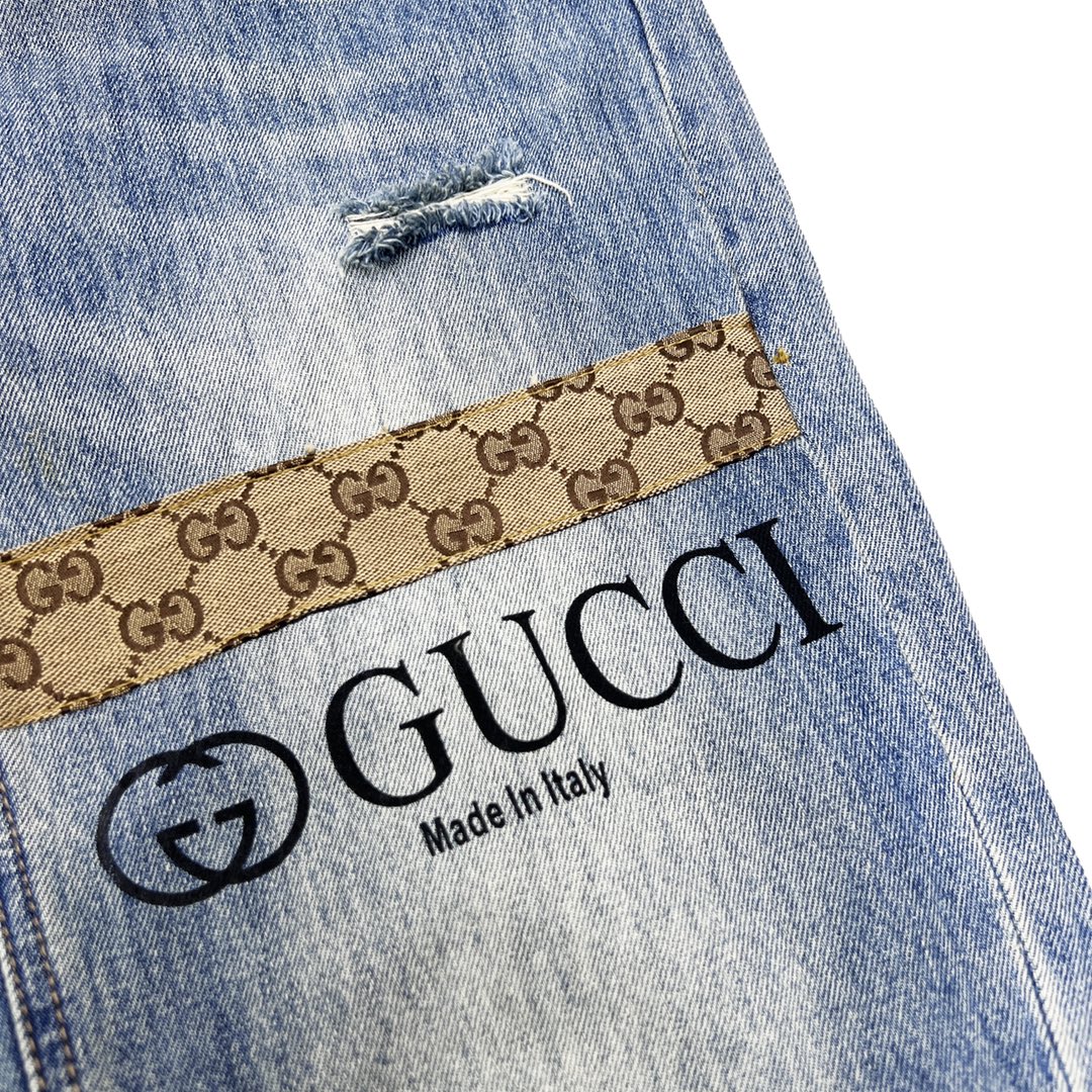 280 GUCCI/古驰 拼接简约复古经典牛仔裤