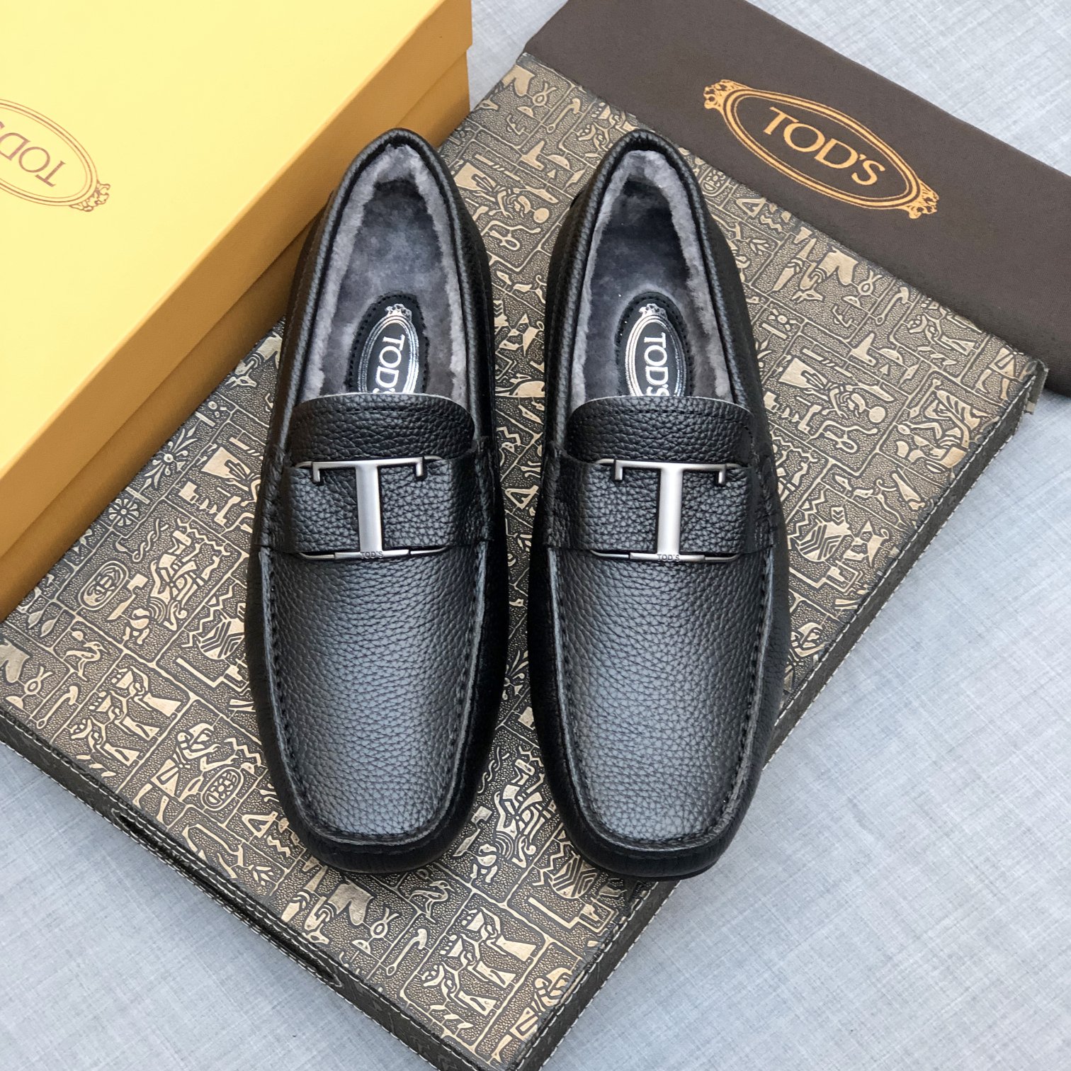 p260【Tods】Otoño e invierno modelos de piel uno hombres de soja zapatos forro de piel más terciopelo 