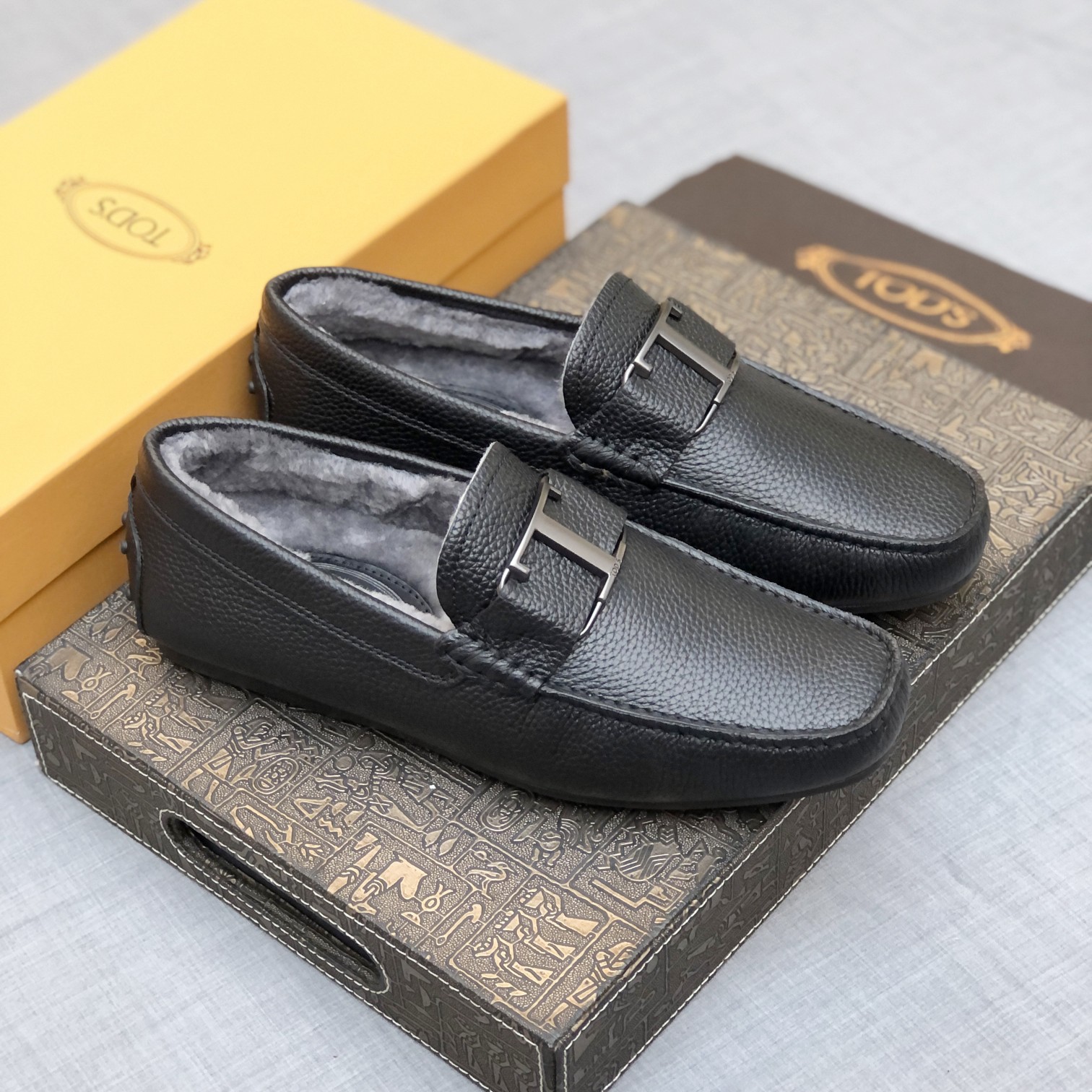 p260【Tods】Otoño e invierno modelos de piel uno hombres de soja zapatos forro de piel más terciopelo 