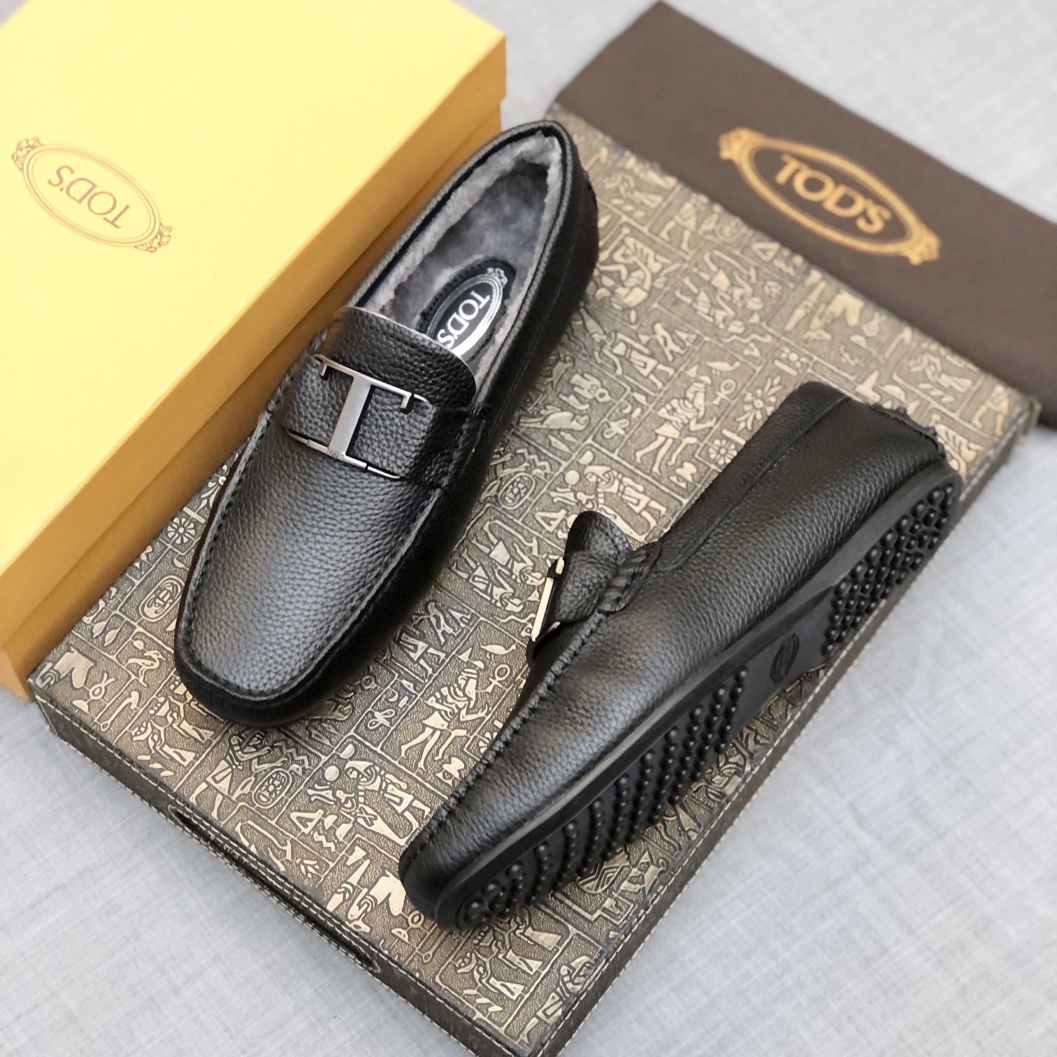 p260【Tods】Otoño e invierno modelos de piel uno hombres de soja zapatos forro de piel más terciopelo 