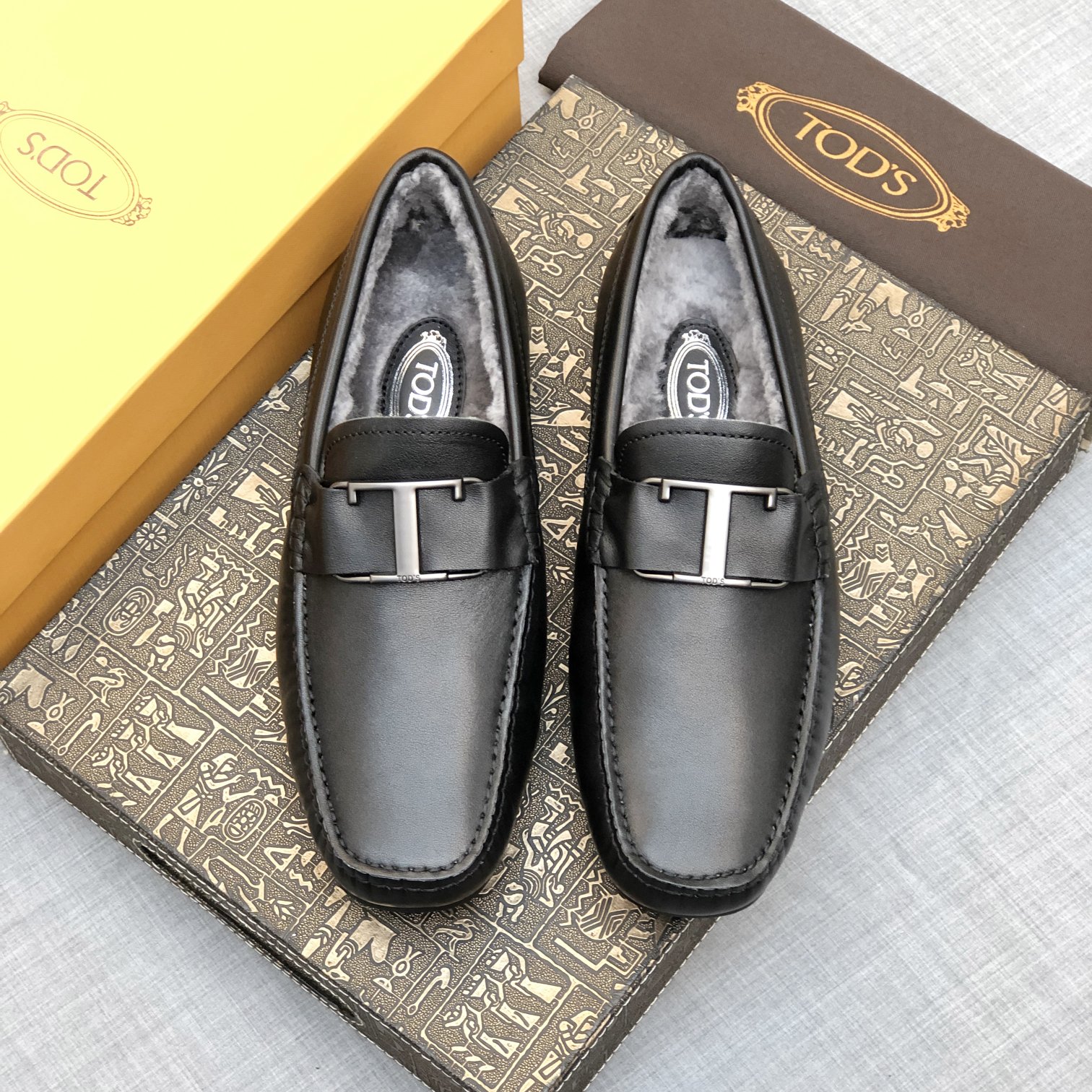 p260【Tods】Autumn and winter models fur one men's soybean shoes fur lining plus velvet High-end quali