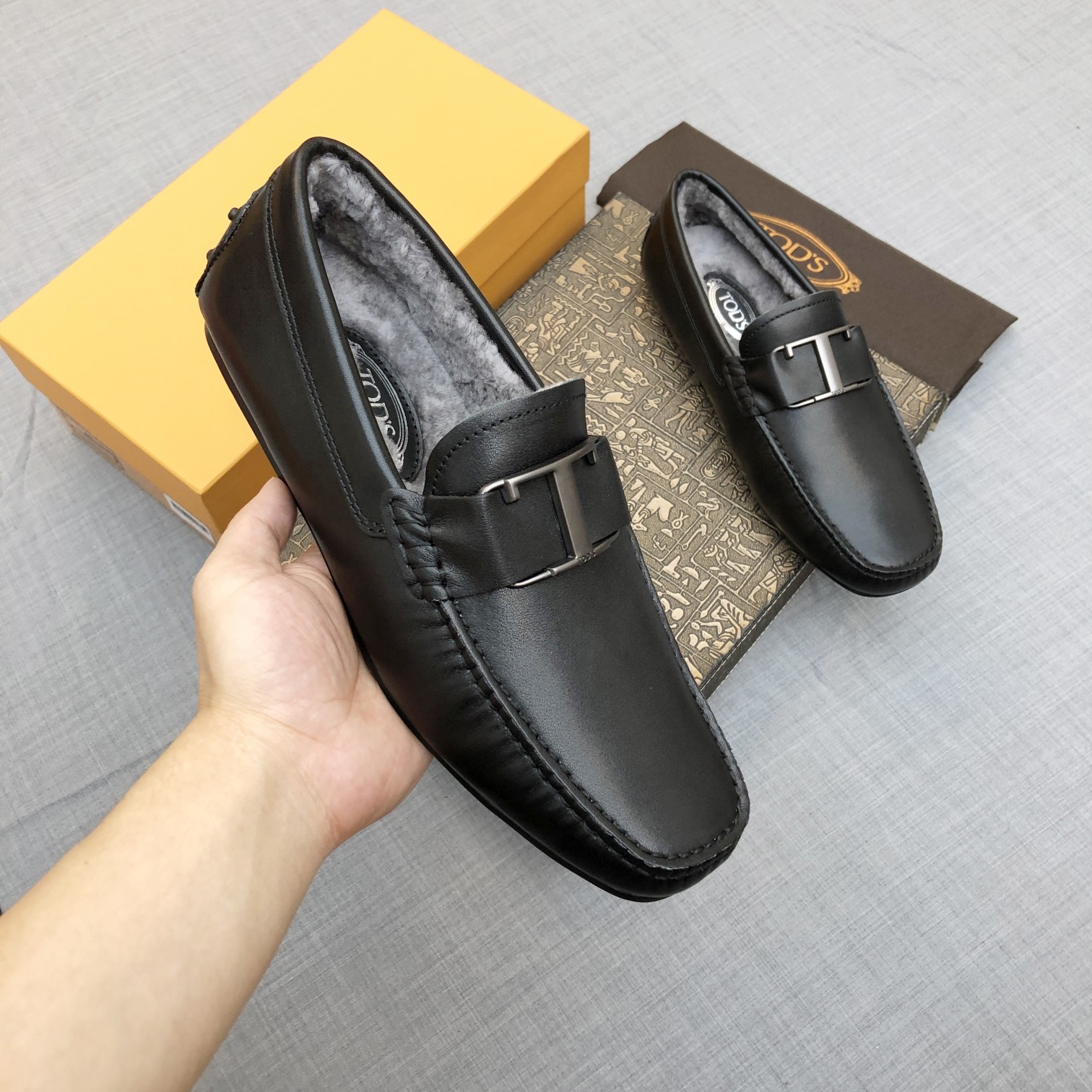 p260【Tods】Autumn and winter models fur one men's soybean shoes fur lining plus velvet High-end quali