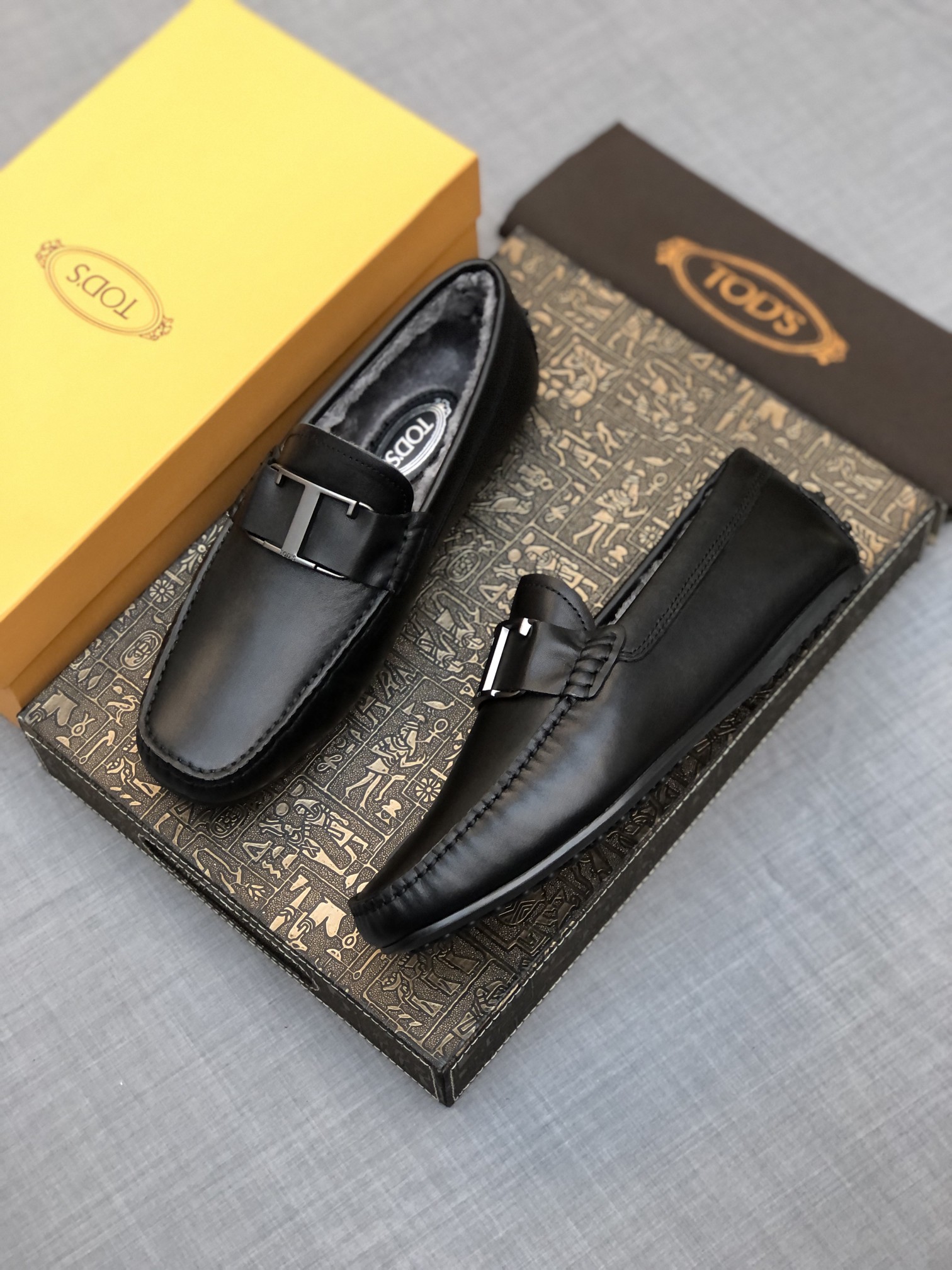 p260【Tods】Autumn and winter models fur one men's soybean shoes fur lining plus velvet High-end quali