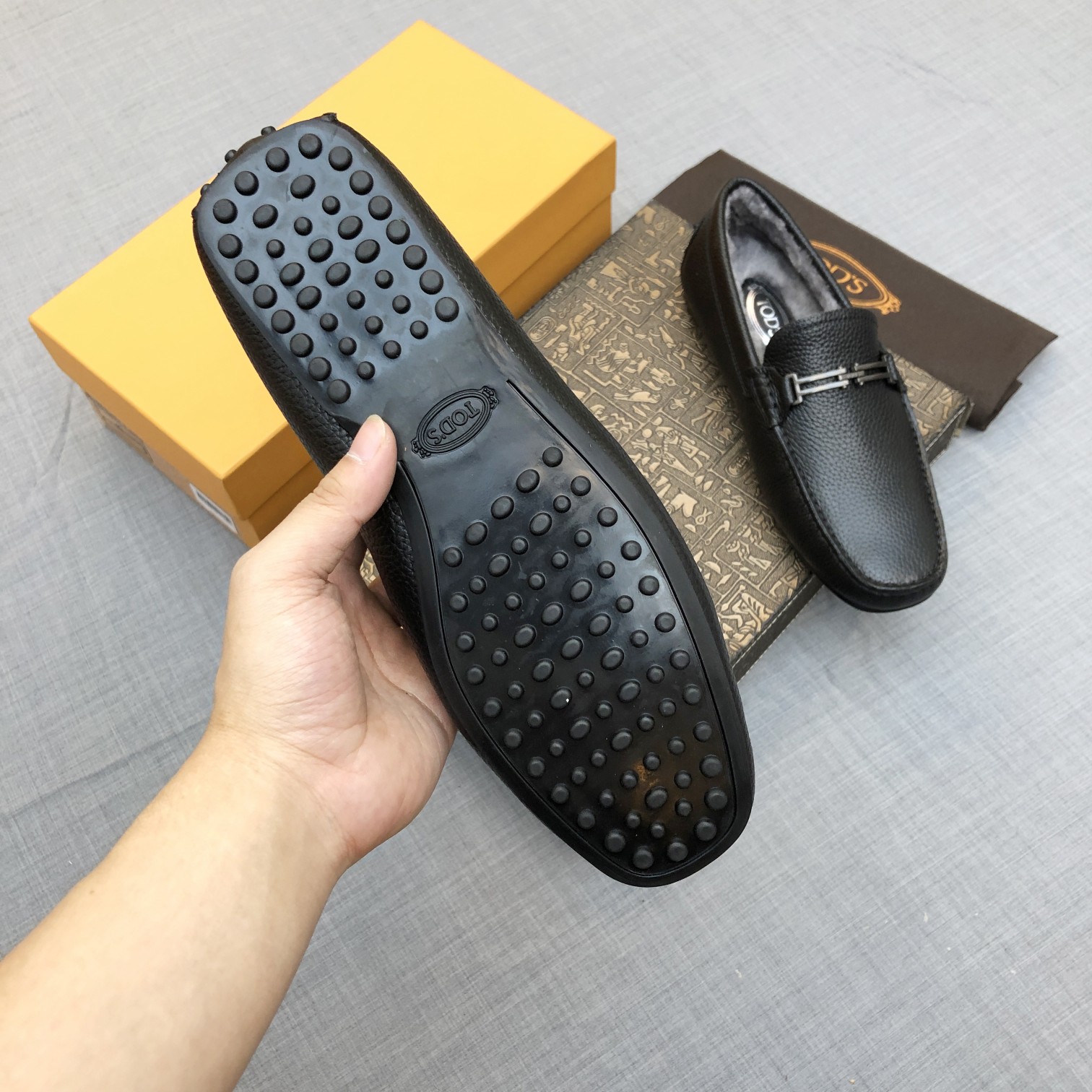 p260【Tods】Otoño e invierno modelos de piel uno hombres de soja zapatos forro de piel más terciopelo 