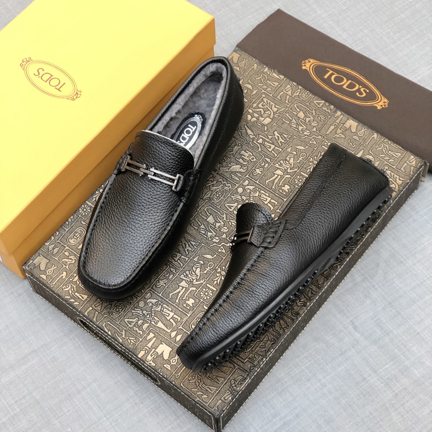 p260【Tods】Otoño e invierno modelos de piel uno hombres de soja zapatos forro de piel más terciopelo 
