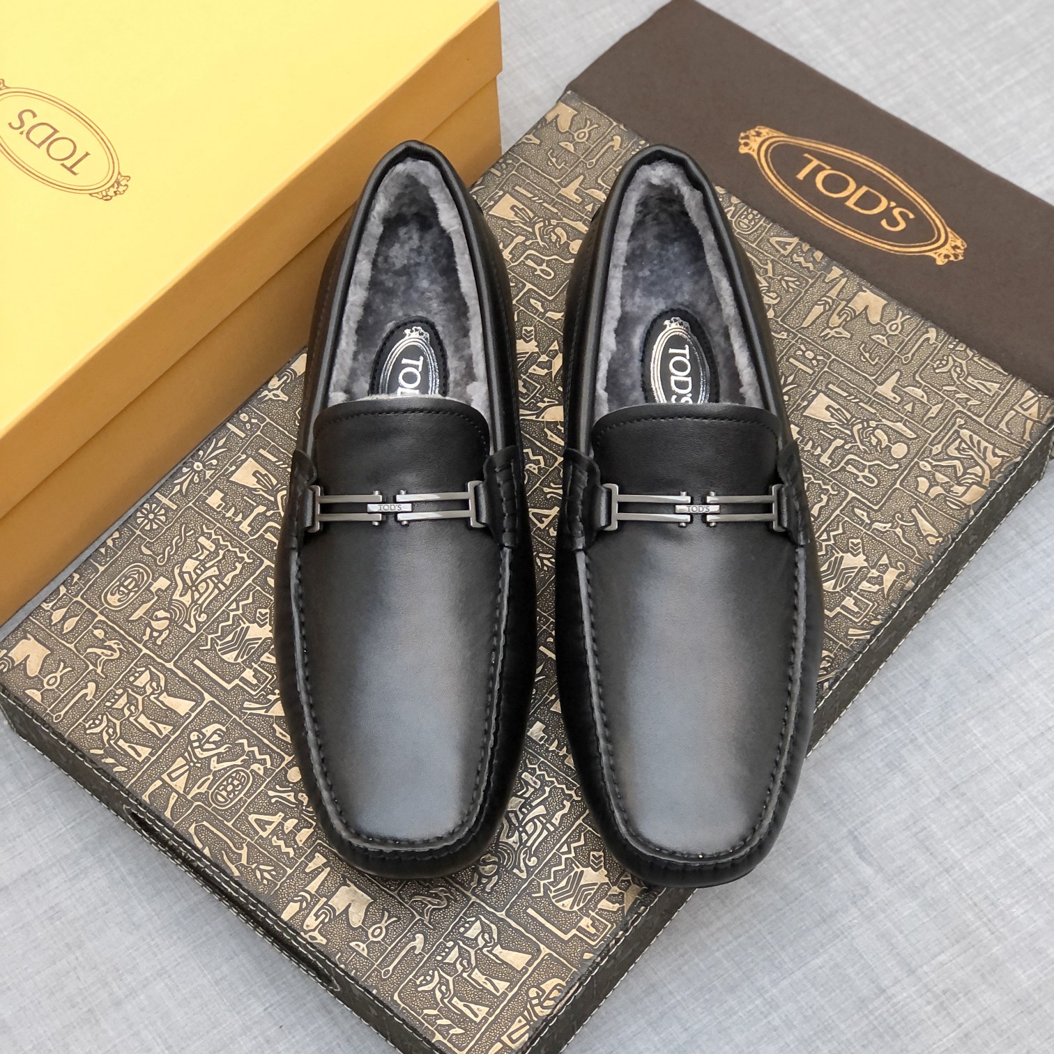 p260【Tods】Autumn and winter models fur one men's soybean shoes fur lining plus velvet High-end quali