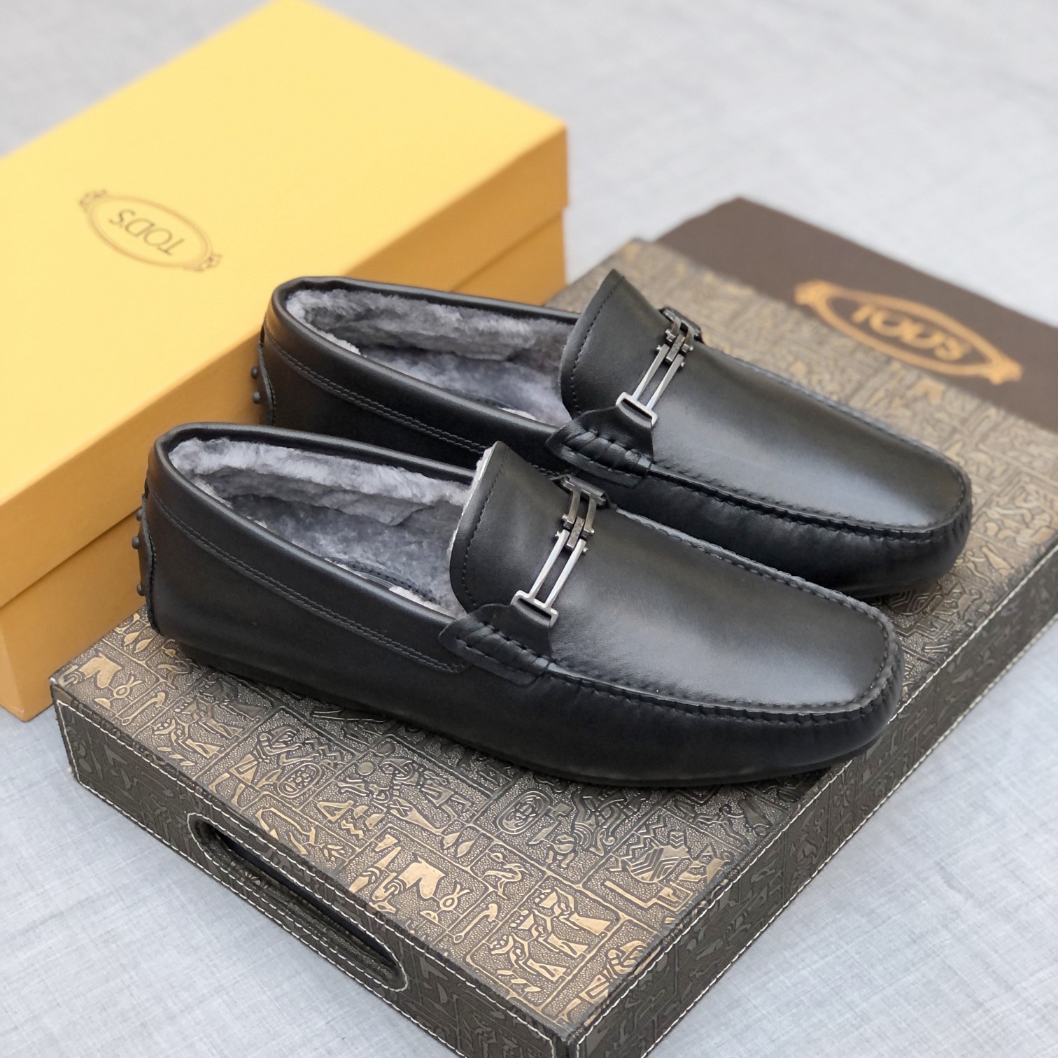 p260【Tods】Autumn and winter models fur one men's soybean shoes fur lining plus velvet High-end quali
