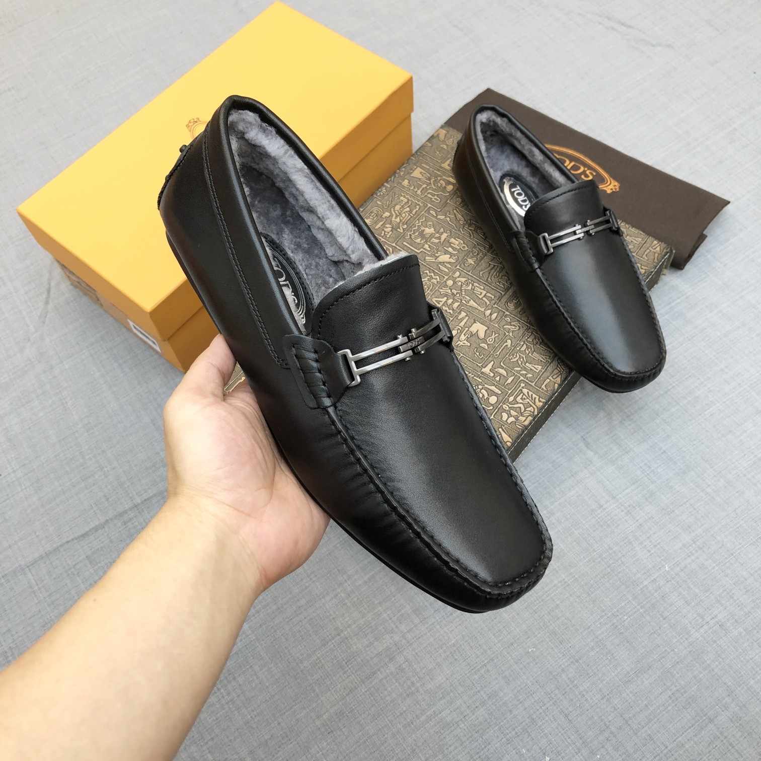 p260【Tods】Autumn and winter models fur one men's soybean shoes fur lining plus velvet High-end quali