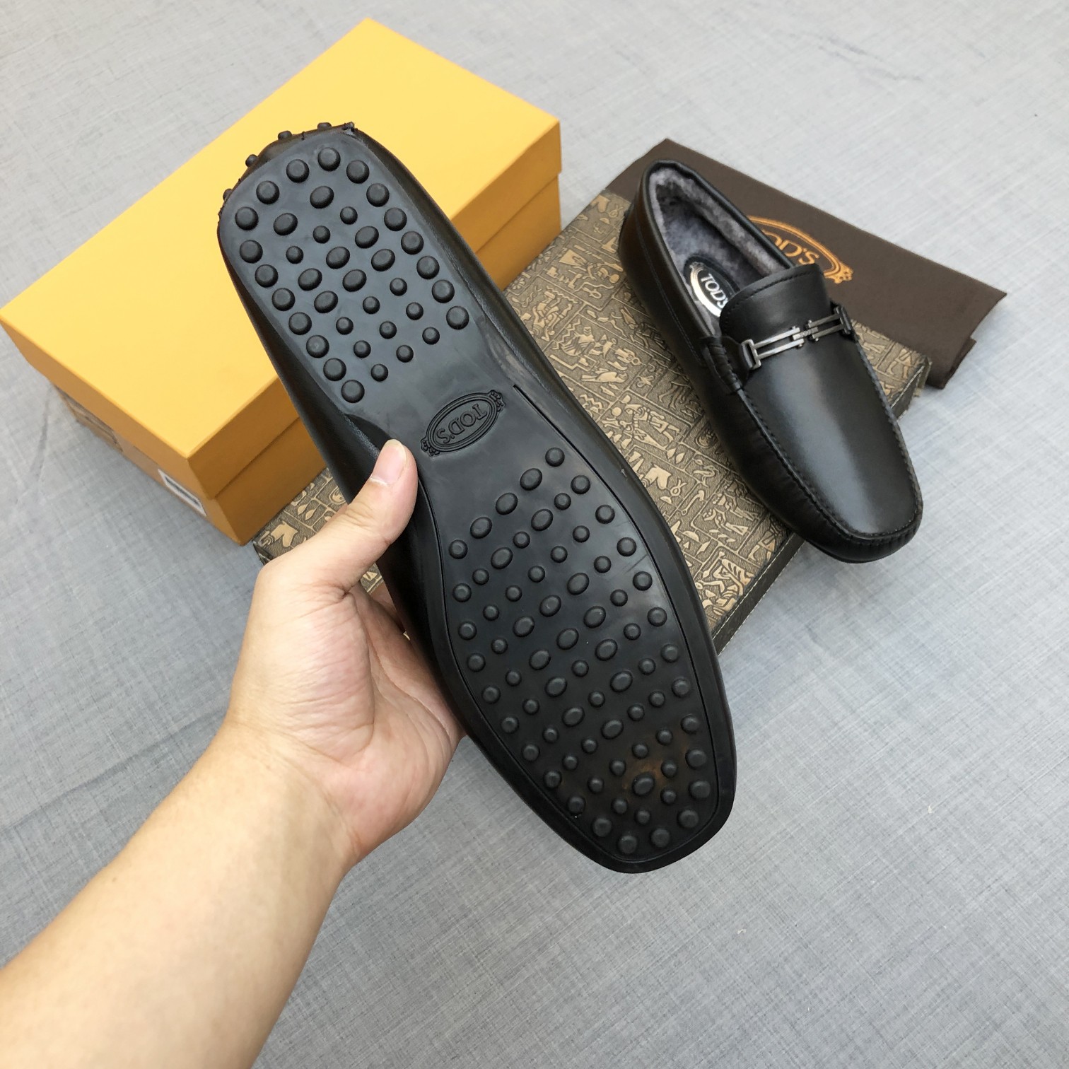 p260【Tods】Autumn and winter models fur one men's soybean shoes fur lining plus velvet High-end quali