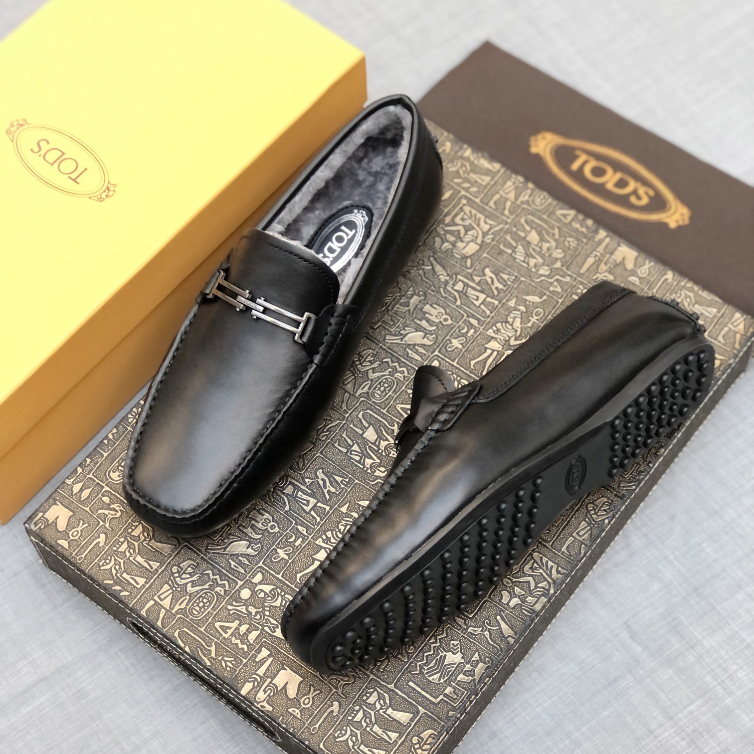 p260【Tods】Autumn and winter models fur one men's soybean shoes fur lining plus velvet High-end quali