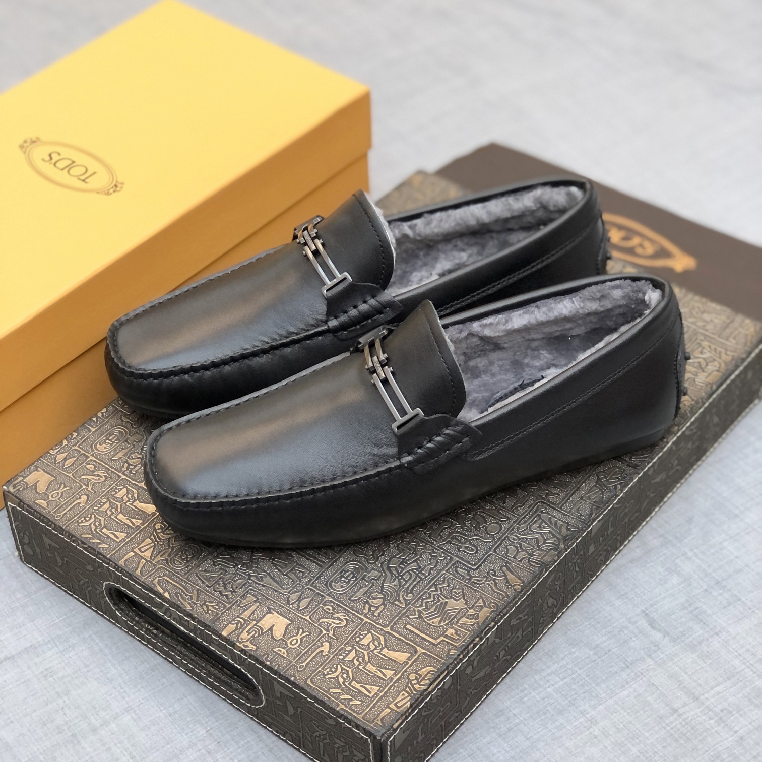p260【Tods】Autumn and winter models fur one men's soybean shoes fur lining plus velvet High-end quali
