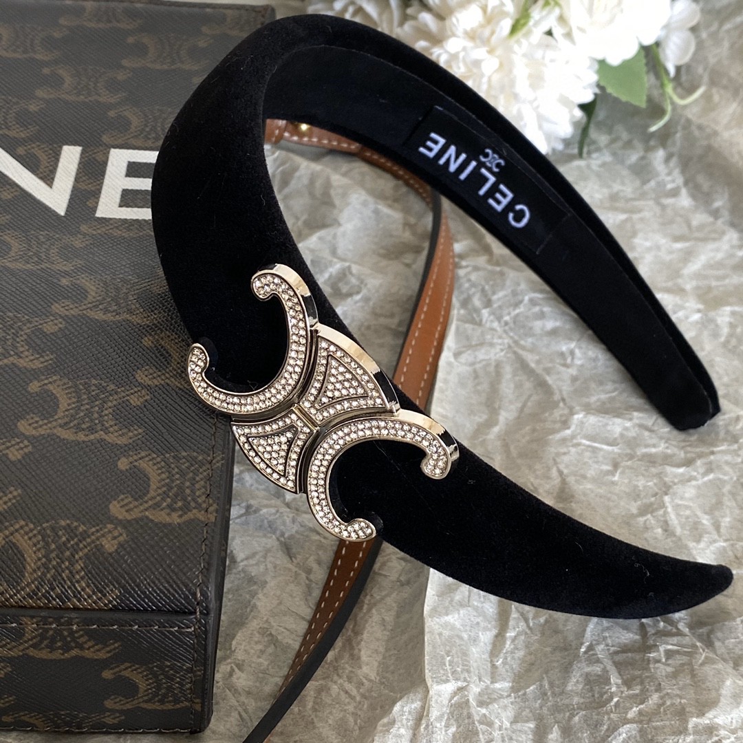 New Celine Paris Embroidered Headband: Classic Script on Stretch Band 7 a1666155303587 1820