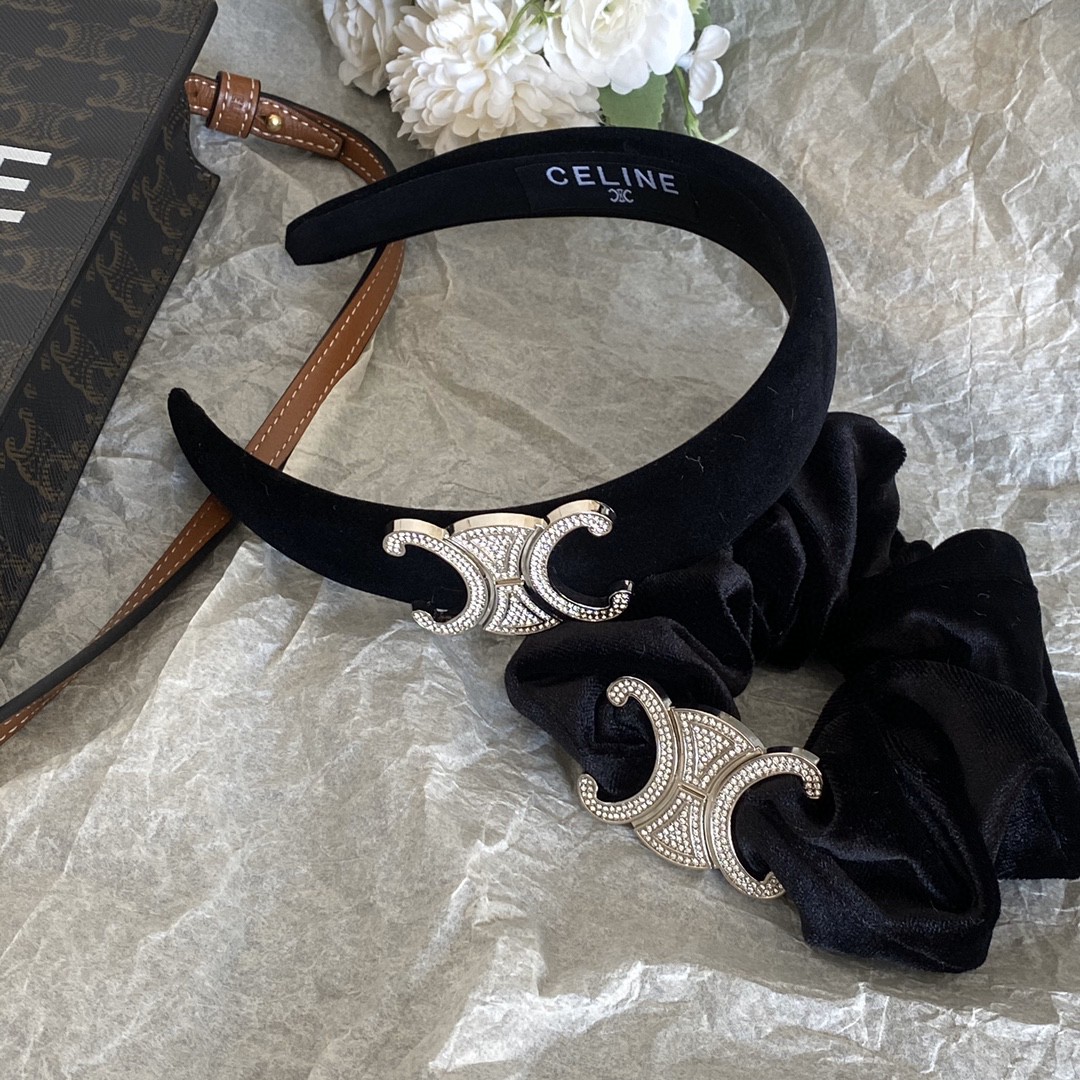 New Celine Paris Embroidered Headband: Classic Script on Stretch Band 11 a1666155303590 7508