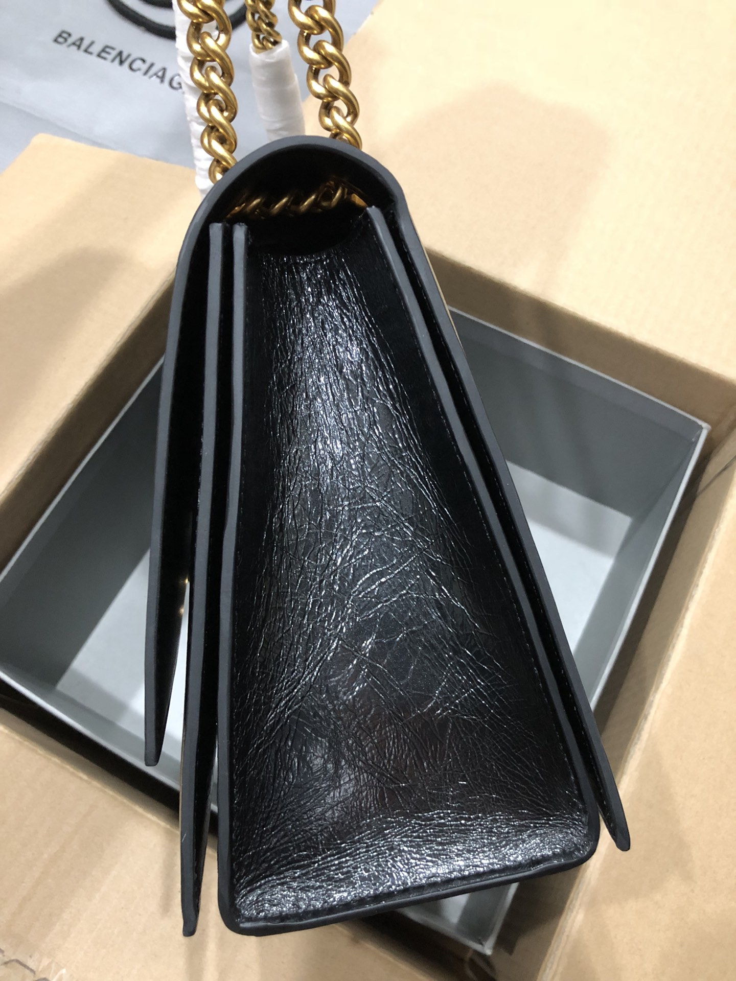 Balenciaga Style Black Leather Chain Bag style reference detail image 3 from source 776251