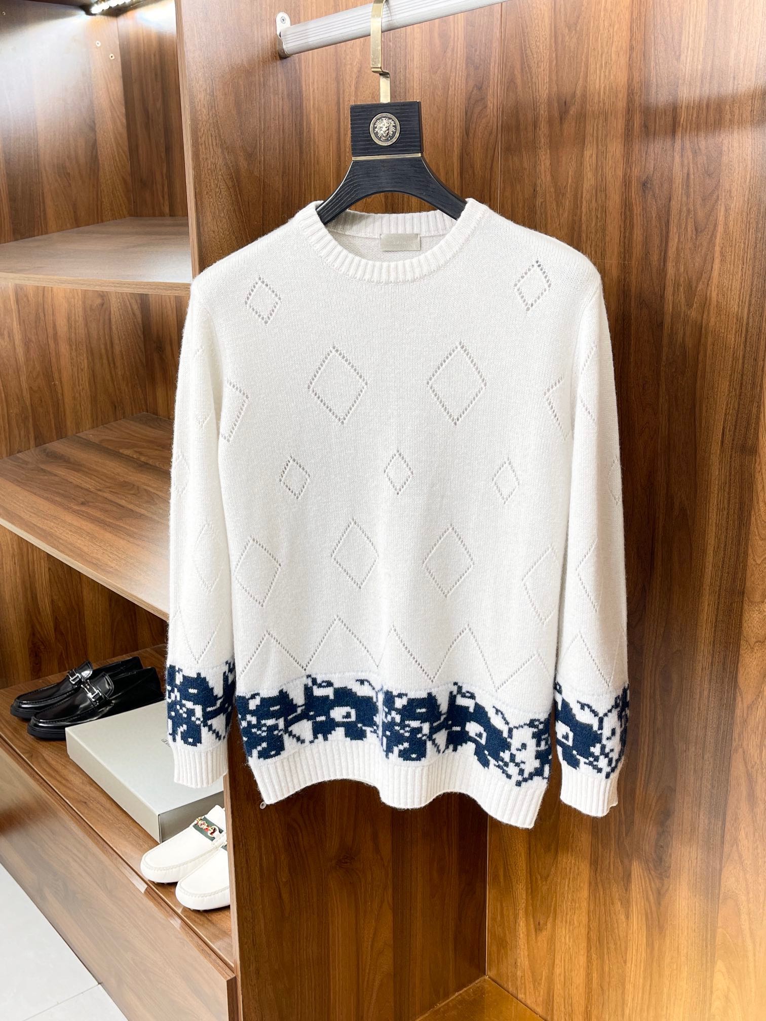 Dior Clothing Knit Sweater Sweatshirts Openwork Cashmere Knitting Wool Fall/Winter Collection Fashion