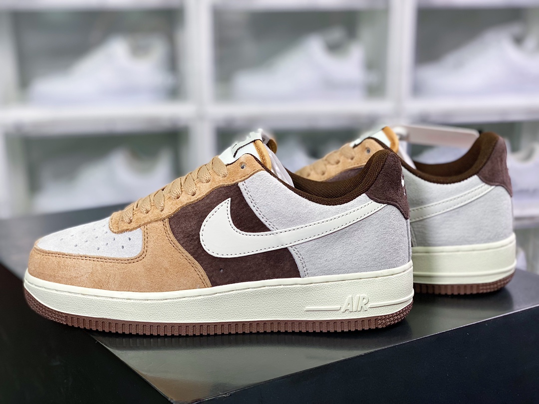 240 Air Force 1′07 Low”Milk Tea/Coffee Brown/Grey”空军一号“麂皮拼接奶茶黄咖啡棕灰”BL3099-233