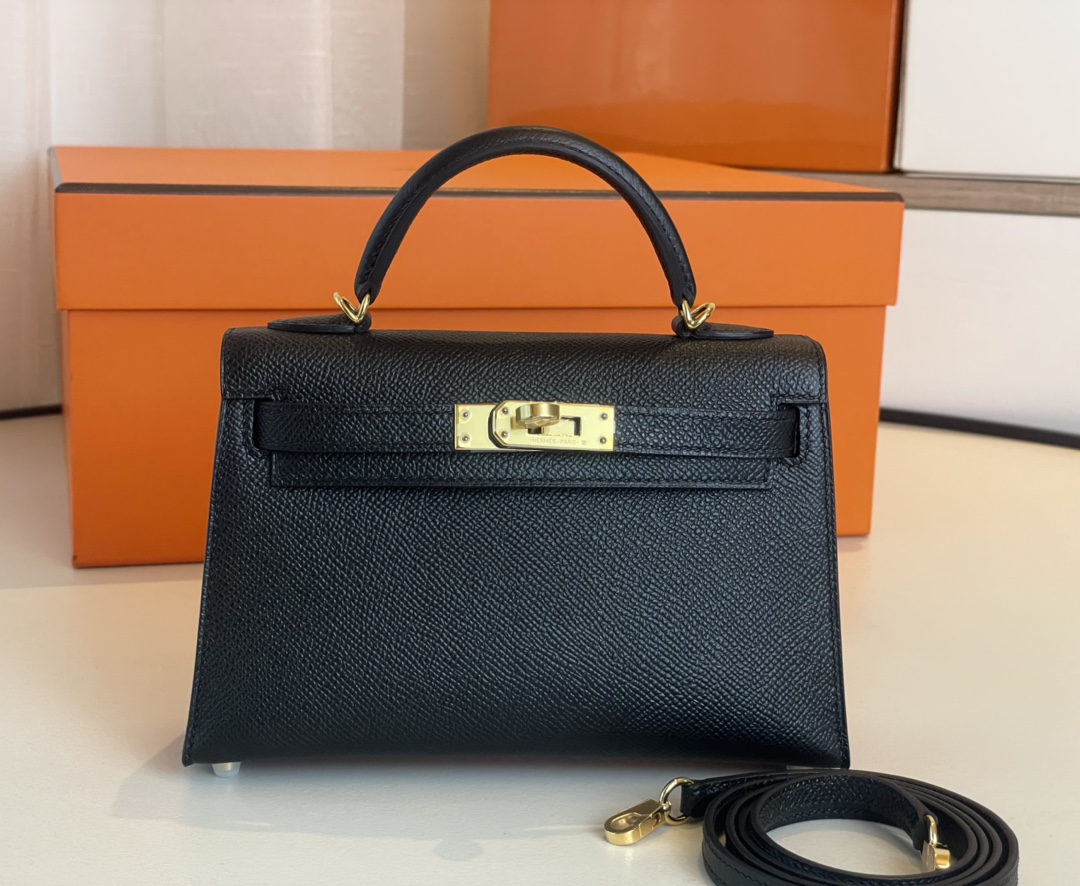 Hermes Kelly Handbags Crossbody & Shoulder Bags Black Epsom Mini
