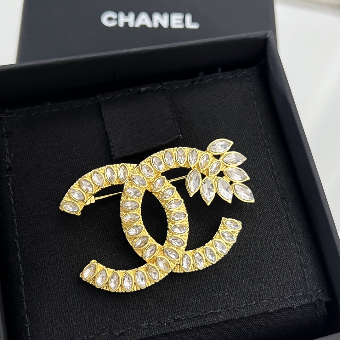 新款☑️CHANEL香奈儿金色双c麦穗胸针